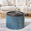 Lyngins 2-Piece Set Round Chenille Storage Ottoman with a Drum Shaped Small Stool– No-Assembly, Soft Padded Foot Stool, Ottoman with Storage - 3 of 4