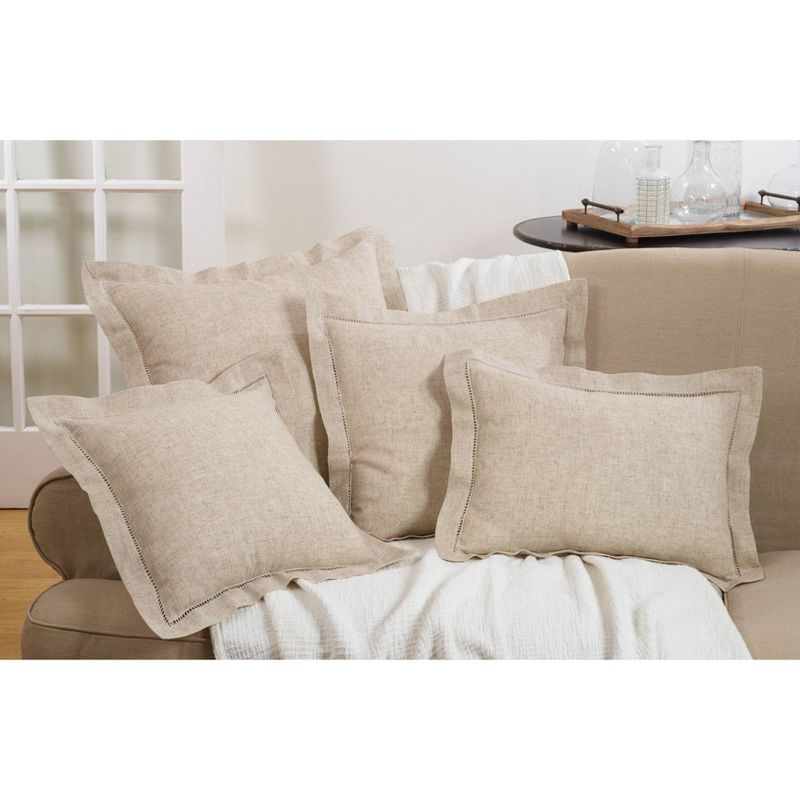 Oversize Down Filled Hemstitch Throw Pillow Natural - Saro Lifestyle	, 4 of 5