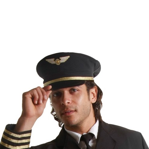  Captain Pilot Hat - Captain Pilot Hat In Dark Blue With Golden  Emblem For Costume : Clothing, Shoes & Jewelry