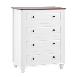 White Storage Chest, 4 Drawers with Brushed Handles - 1 of 4