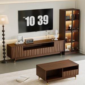 ATJafurn Walnut Entertainment Center Mid-Century Modern Living Room Furniture - 1 of 4