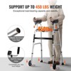 VEVOR 2 in 1 Folding Walker & Removable Armrests, Height  Foldable with 5" Solid Wheels, Lightweight Aluminum | Mobility Aid, 450 Pounds,Black&Silver - 4 of 4