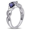 EVERLY JEWELRY | Sterling Silver 1.14 CT TGW Created Blue Sapphire and Diamond Accent Double Heart Infinity Ring - 2 of 4