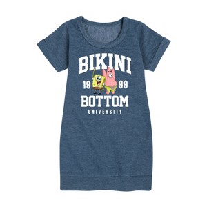 - SpongeBob SquarePants - Bikini Bottom University Graphic Short Sleeve Fleece Dress - 1 of 4