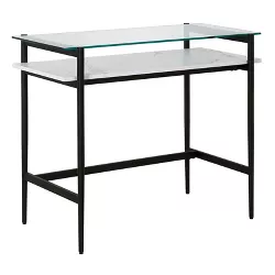 36" Black Bronze Desk with Faux Marble Shelf - Henn&Hart