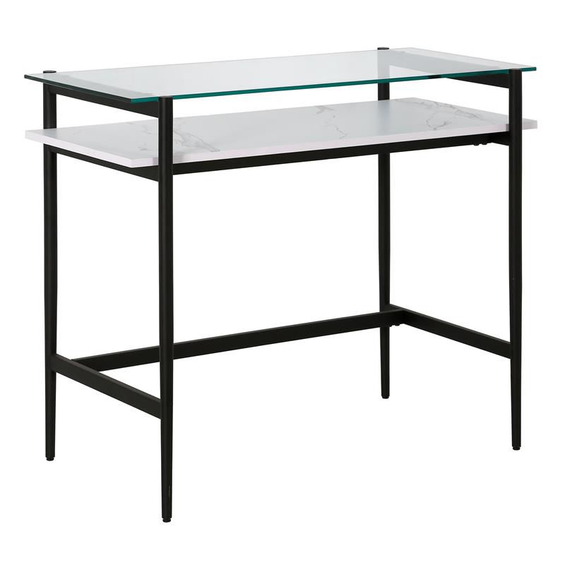 36" Black Bronze Desk with Faux Marble Shelf - Henn&Hart, 1 of 9