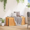vidaXL Patio Cushion Box/Garden Storage - Solid Wood Acacia & Steel - 43.3"x17.7"x16.5"/20.9", Outdoor Bench, Brown for Garden/Patio/Deck - 3 of 4