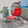 YARDSIGHT Egg-Shaped Rattan Lounge Chair with Ottoman Cushioned PE Wicker & Iron Frame Accent Chair for Cozy Indoor or Outdoor Seating - 2 of 4