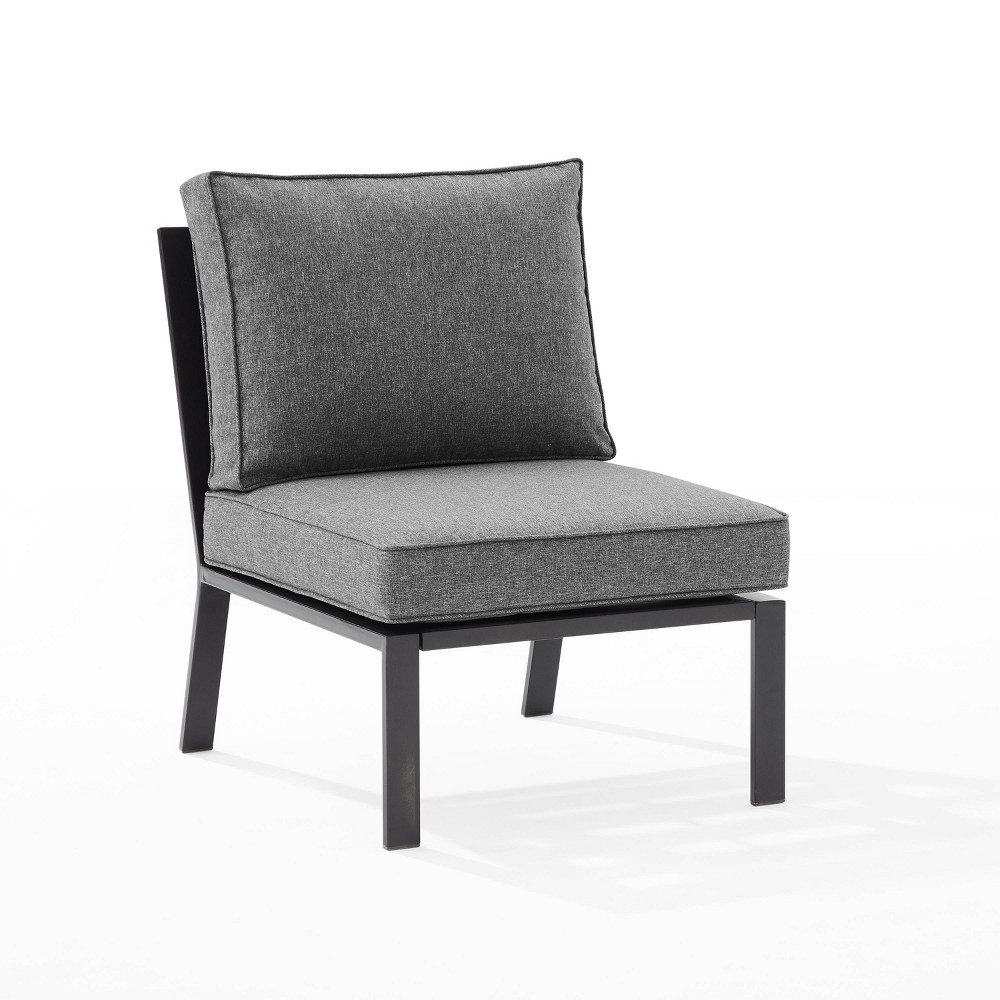 Photos - Garden Furniture Crosley Clark Outdoor Steel Armless Chair Charcoal/Matte Black  