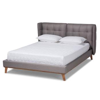 Gretchen Fabric Upholstered Wood Platform Wingback Bed - Baxton Studio