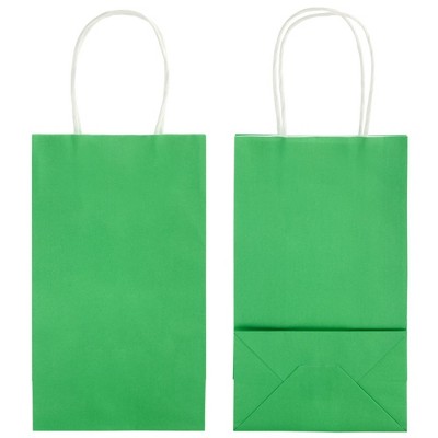 Green Small Paper Gift Bags with Handles, 25-Pack