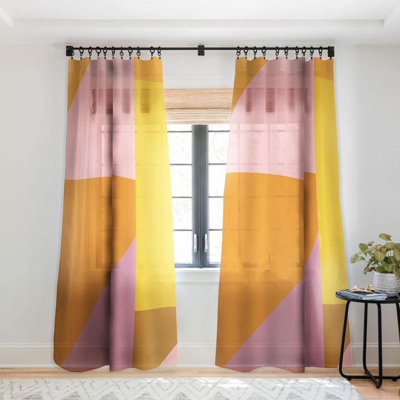June Journal Shapes in Vintage Modern Pink Single Panel Sheer Window Curtain - Deny Designs, 1 of 7
