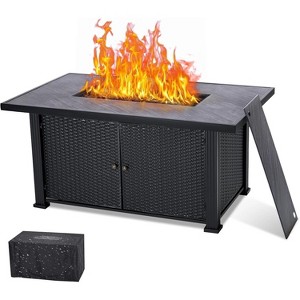 57 inch Propane Fire Pit Table,50000 BTU Gas Fire Pits Table with Lid ...