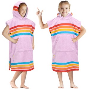 SUN CUBE Kids Changing Robe Surf Beach Towels, Quick Dry Wearable Towel Hood Pocket, Wetsuit Changing Cape for Toddler Boys Girls Teen 3-12 - 1 of 4