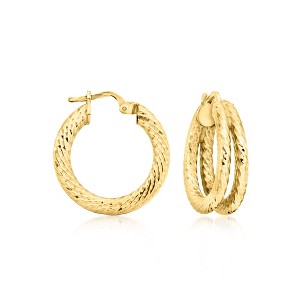Ross-Simons Italian 18kt Gold Over Sterling 2-Row Hoop Earrings - 1 of 4
