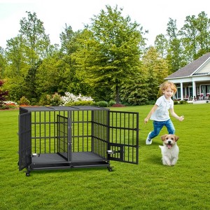 Dog Crate, Heavy Duty Dog Cage - 42 Inch for Medium Large Dogs, Double Doors, 360¡ã Lockable Wheels, Removable Tray, Divider - 1 of 4