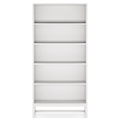 Lirago White Powder-Coated Metal and Particle Board 5-Tier Bookcase 31.5x11.81x70.87 Inch Heavy Duty Storage Shelf