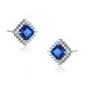 Guili Sapphire Majesty Sterling Silver White Gold Plated with Sapphire Blue Cubic Zirconia Square Stud Earrings for a Luxe and Elegant Touch - 4 of 4