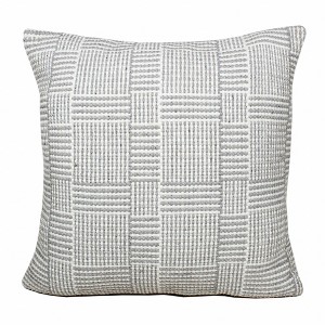 HomeRoots 20" X 20" Gray And White 100% Cotton Geometric Zippered Pillow - 1 of 4
