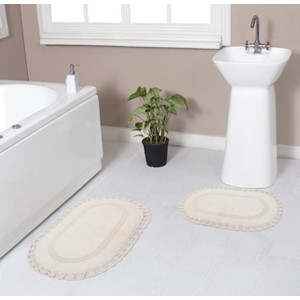 Hampton Crochet Collection Cotton Reversible Tufted Set of 2 Bath Rug Set - Home Weavers - 1 of 4