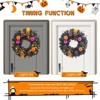 20 Inch Halloween Wreath with 20 LED Lights Timer Maple Leaves and Small Pumpkin for Window Porch Party Decor - 4 of 4