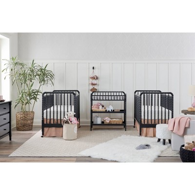 Ebony Black Wooden Changing Table with Safety Strap and Drawers