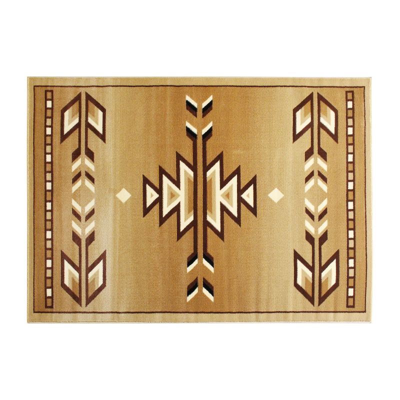 Emma and Oliver Olefin Accent Rug with Southwestern Geometric Arrow Design and Natural Jute Backing, 1 of 6