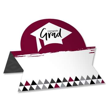 Big Dot of Happiness Maroon Grad - Best is Yet to Come - Burgundy Graduation Party Tent Buffet Card - Table Setting Name Place Cards - Set of 24