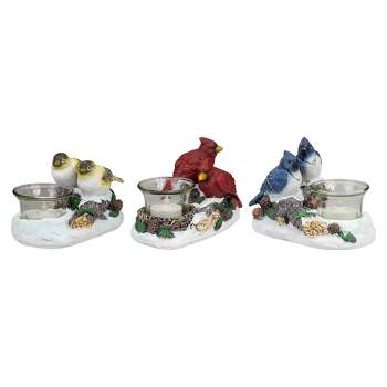Northlight Set of 3 Christmas Birds Tabletop Decoration with Tealight Candle Holders 5.75"