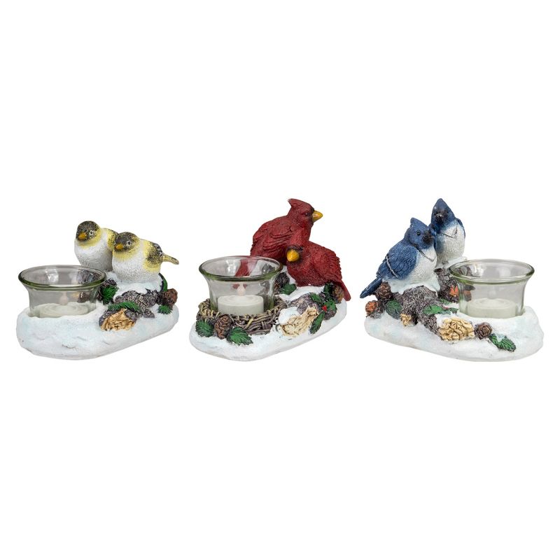 Northlight Set of 3 Christmas Birds Tabletop Decoration with Tealight Candle Holders 5.75", 1 of 5