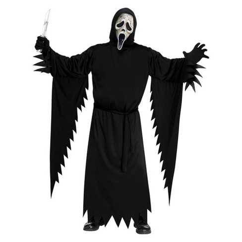 Scary Ghost Face Scream Mask Halloween Party Dress with Hood