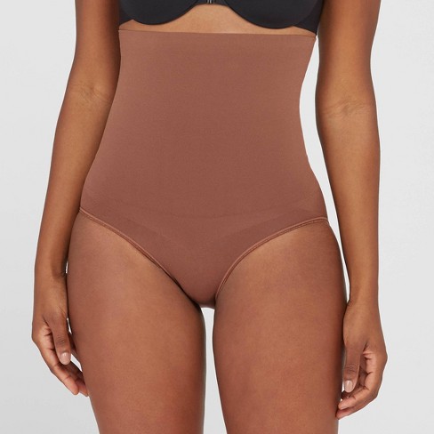 ASSETS by SPANX Women's Remarkable Results High-Waist Control Briefs -  Chestnut Brown L
