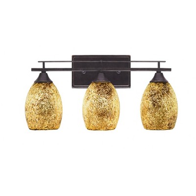 Toltec Lighting Uptowne 3 - Light Vanity in  Dark Granite with 5" Gold Fusion Shade