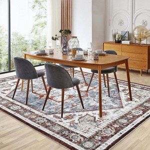 Garvee Printed Vintage Area Rug, Non Slip Ultra Thin Low Pile Indoor Floor Carpet - 1 of 4