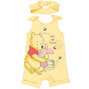 Disney Lion King Minnie Mouse Winnie the Pooh Simba Baby Girls Romper and Headband Newborn to Infant - 1 of 4