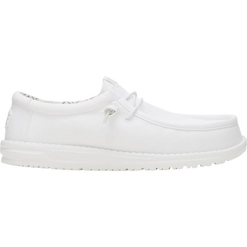 HEYDUDE Men Wally Stretch Canvas Wide , White/White, Wide 10