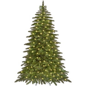 Yaheetech 6Ft/7.5Ft Pre-Lit Christmas Tree,with Warm LED Lights, Green - 1 of 4