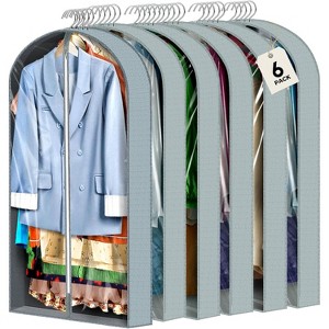 6 Pack 40"/60‘’ Clear Garment Bags, 4" Gusseted Covers for Coats, Jackets, Shirts & Sweaters - 1 of 4
