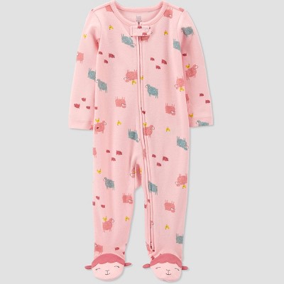 Baby Girls' Sheep Footed Pajama - Just One You® made by carter's Pink 9M