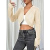 Clearlove Oversized Bolero Shrug Cropped Cardigan for Women Long Sleeve Sweater Eyelet Knit Open Front Cardigan - 3 of 4