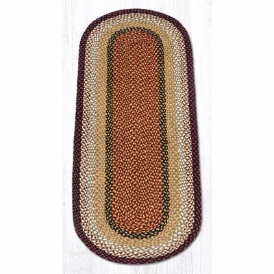 Earth Rugs Burgundy & Mustard Oval Braided Rug – Handcrafted Jute, Rustic Farmhouse Style Rug for Entryway or Kitchen