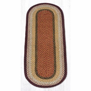 Earth Rugs Burgundy & Mustard Oval Braided Rug – Handcrafted Jute, Rustic Farmhouse Style Rug for Entryway or Kitchen - 1 of 1