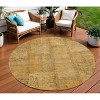 Peach Gray And Charcoal Patchwork Washable Indoor Outdoor Area Rug - 2 of 4