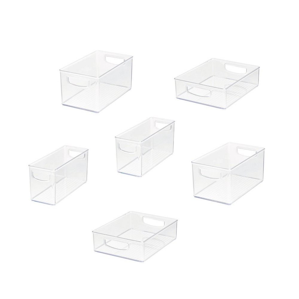 iDESIGN 6pc Small Recycled Plastic Stackable Organizer bins