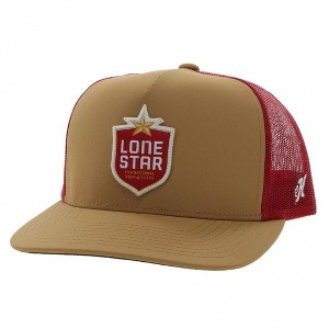 Adult Lone Star Beer Hooey Tan and Red Colorway Snapback Trucker Hat - 1 of 4