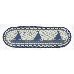 Earth Rugs Nautical Sailboat Oval Stair Tread – Coastal Cabin Decor 27"x8.25" - 1 of 3