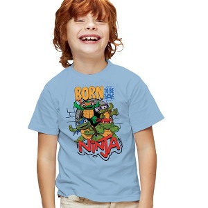 Teenage Mutant Ninja Turtles: Mutant Mayhem Born To Be A Ninja Kids T Shirt For Youth, Light Blue - 1 of 4