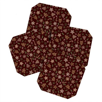 Iveta Abolina Gingerbread Cookies Red Set of 4 Coasters - Deny Designs