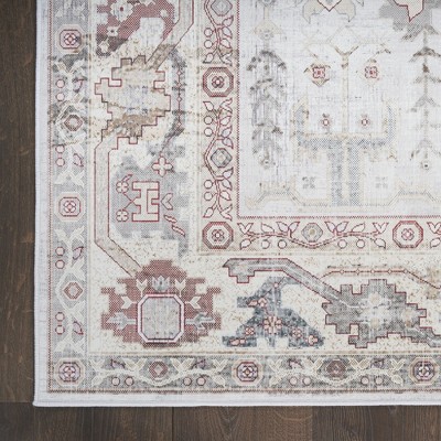 Ivory and Gray Synthetic Flat Woven Rectangular Rug 4' x 6'