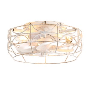 Airsurfer 12.5-Inch White/Gold Caged Ceiling Fans with Remote - 1 of 4
